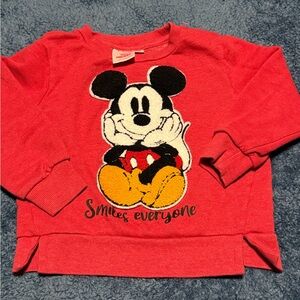 Disney Red Mickey Mouse Pullover Sweatshirt with Yellow Accent